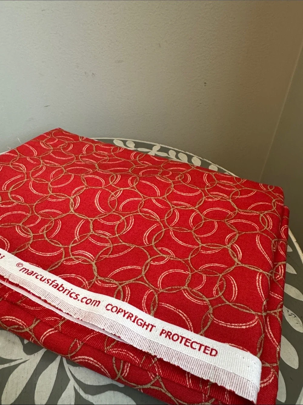 Marcus Fabrics Red Baseball Print 3-Strikes Cotton by Laura Berringer 2 Yards
